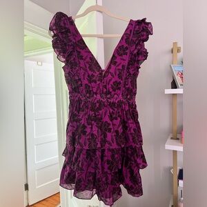 Purple floral mini dress with ruffles!